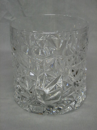 A Tiffany cylindrical cut glass wine cooler 7", the base signed Tiffany & Co