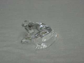 A Baccarat glass figure of a seated frog 4"