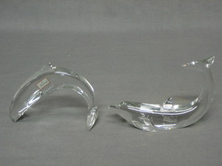 A pair of Baccarat figures of dolphins 5"