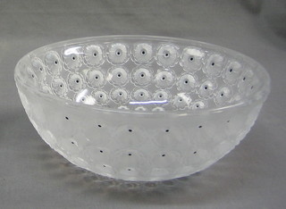 A contemporary Lalique circular glass bowl with flower head decoration 10"