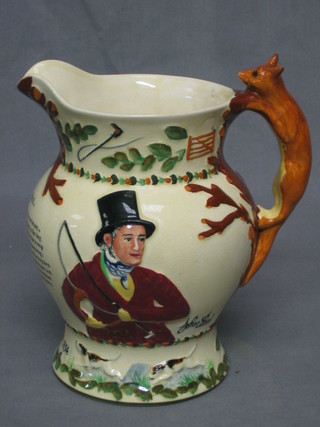 A Crown Devon pottery John Peel hunting jug, the base fitted a musical movement 7 1/2"