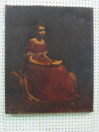 P Delaszle, portrait of a seated lady, signed and dated '79, 24" x 20"