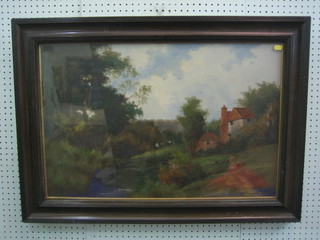 J M Duckur, oil on canvas "Stream Near Shalford Surrey", the reverse monogrammed J M D 1923 20" x 29"
