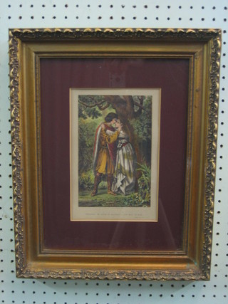 A 19th Century coloured print "Romantic Scene" 7" x 5"