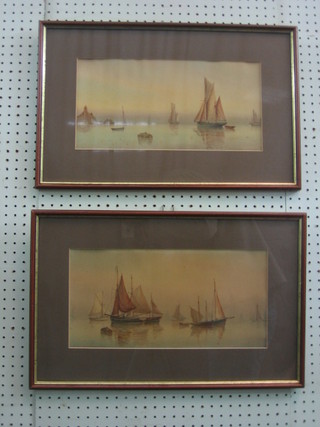 A pair of 19th Century watercolour drawings "Sailing Ships" 8" x 15"