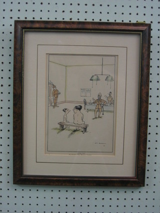 After J Bateman, a coloured print  "After You The Potentials Being Medically Examined" 9" x 6 1/2"