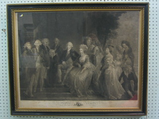 A 19th Century monochrome print after John Jefferies, the "Royal Family" 21" x 26"