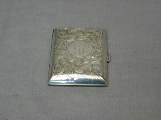 A silver cheroot case with engraved decoration, Birmingham 1924, 1 ozs