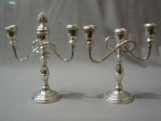 A pair of silver plated 3 light candelabrum 8"