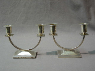 A pair of Art Deco silver twin light candelabrum, Birmingham 1937 7"