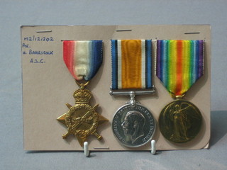 A group of 3 medals comprising 1914-15 Star, British War medal and Victory medal to M2-121202 Pte. H Braverstock Army Service Corpos