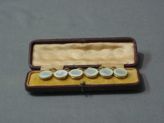 6 silver gilt metal and mother of pearl dress studs