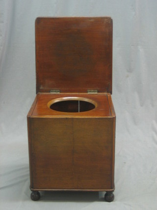 A Victorian square mahogany commode with hinged lid (no liner)