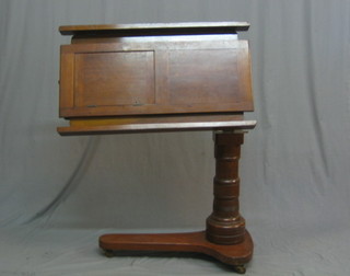A 19th Century mahogany adjustable bed reading table with Leveson & Sons label, 32"