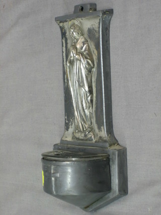A Continental "pewter" holy water steep