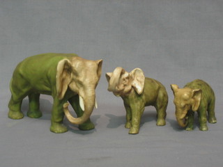 3 "Royal Dux" figures of walking elephants 6", 5" and 4",