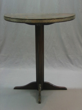 An Art Deco rosewood finished demi-lune occasional table 28"