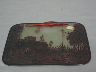 A cameo glass panel decorated the Acropolis 6 1/2" x 9"
