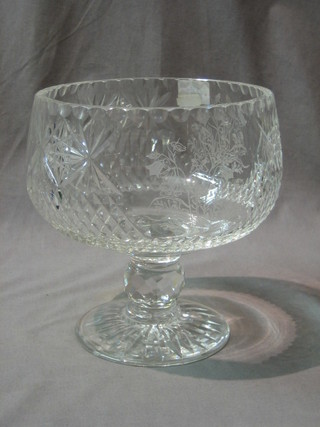 A circular cut glass pedestal bowl 8"