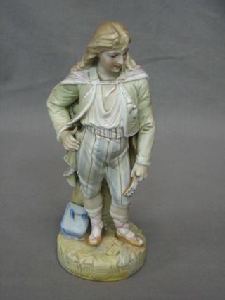 A Victorian biscuit porcelain figure of a standing gentleman 9" (finger f)