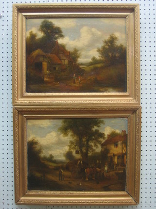 C Vickers, a pair of 18th Century oil paintings on canvas, "Tavern Scenes" 11" x 15"