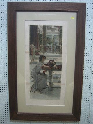 A coloured print "Seated Lady" with blind proof stamp and signed in the margin 24" x 10"