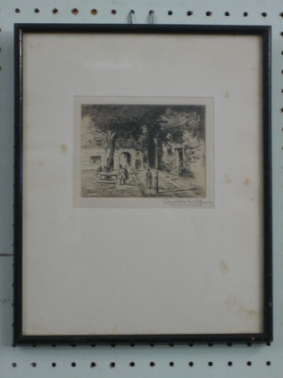 Arthur Cherry, etching "Staples Inn London"  3 1/2" x 4"