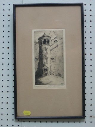 A limited edition etching "Margaret Aulton Bourges" 7" x 4"