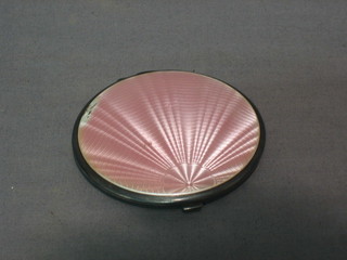 A silver and pink enamel Art Deco compact, London 1933 (enamel f)