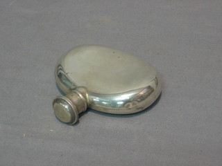 A silver oval shaped hip flask, Birmingham 1923, 1 ozs