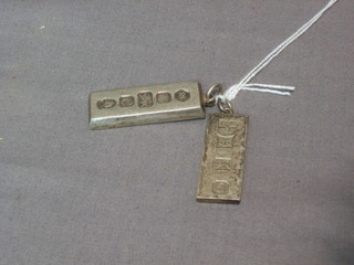 2 silver ingot pendants with 1977 Silver Jubilee hallmark 
