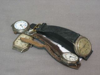 4 various silver cased wristwatches