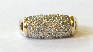A lady's 9ct gold cluster dress ring set numerous diamonds