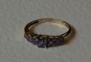 A lady's 9ct gold dress ring set 7 tanzanite
