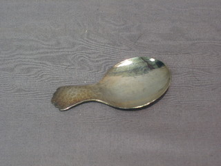 A modern Irish embossed planished silver caddy spoon, hallmarked Dublin