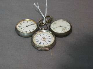 3 various open faced fob watches