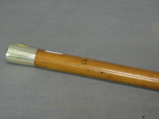 A Melacca walking cane with silver handle