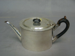 An oval silver plated teapot