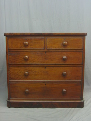 A Victorian mahogany D shaped chest of 2 short and 3 long drawers, raised on a platform base, 45"