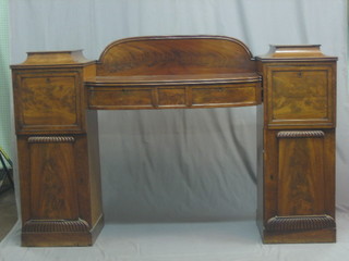 A William IV  mahogany drop pedestal sideboard with raised back, the centre section fitted 2 drawers, the pedestals with drawer above cupboard 69"