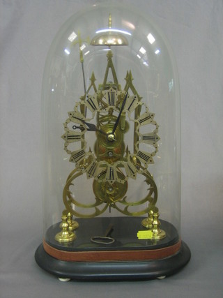 A  striking fusee skeleton clock with 4 pillar movement and marble base