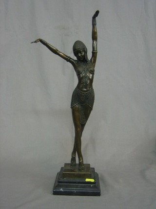 A modern Art Deco style bronze figure of a  female dancer  20"