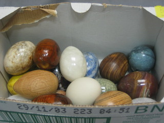 2 Imperial Russian  painted wooden eggs and a collection of other eggs