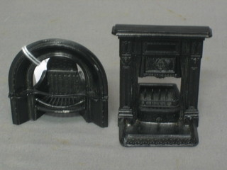 2 dolls house Victorian style black metal fire grates 5"