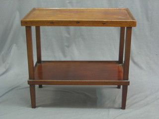 An Art Deco mahogany 2 tier occasional table, raised on square tapering supports 27"