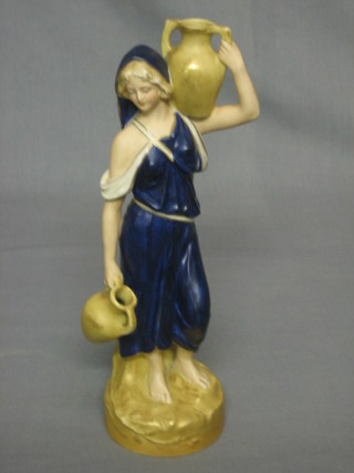 A  Royal Dux figure of a standing lady with water jug, base with pink Royal Dux triangle mark and impressed 2265, 9 1/2"