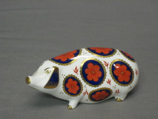A Royal Crown Derby porcelain figure of a standing pig 4 1/2"