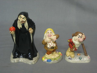 5 Royal Doulton Walt Disney figures - Snow White Take the Apple Dearie, Grumpy, Sneezy, Brave Little Tailor and Micky Mouse Club, all boxed