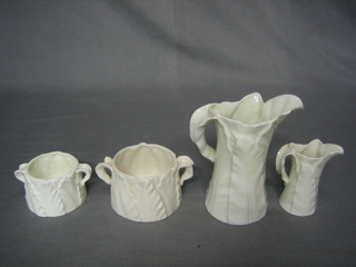 A Royal Worcester leaf shaped jug, a small jug and 2 matching bowls (4)