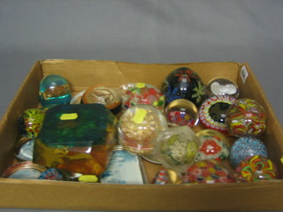 A collection of 28 various glass and other paperweights